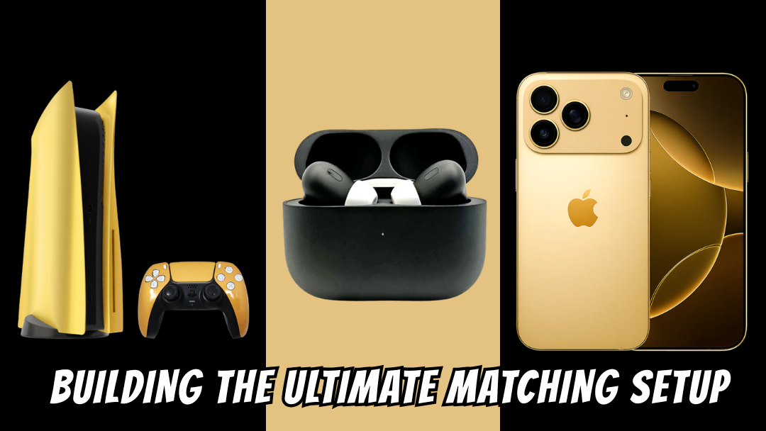 Building the Ultimate Matching Setup Gold PS5, Gold iPhone, and Black AirPods