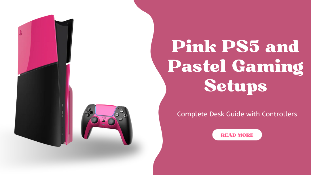 Pink PS5 and Pastel Gaming Setups Complete Desk Guide with Controllers