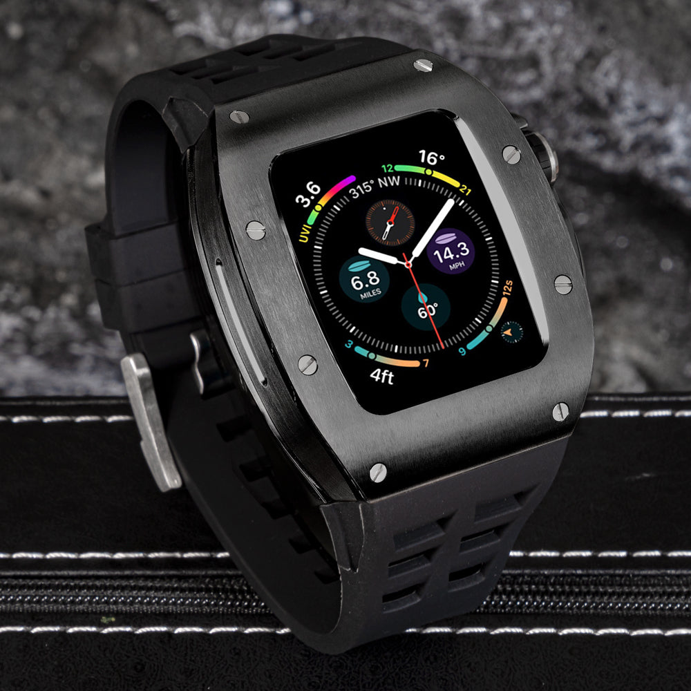 Apple Watch 45MM 0013 Rose Gold Accent Case with Black Strap