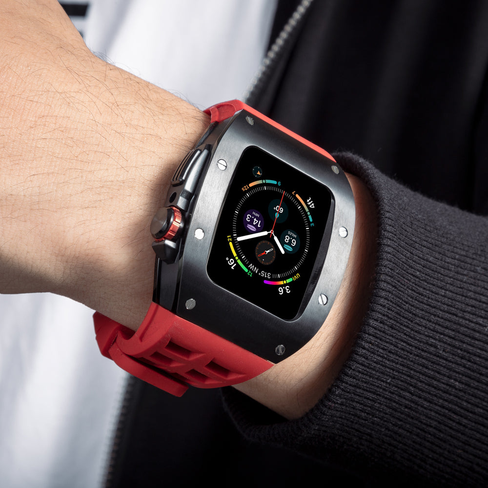 Apple Watch 45MM 0013 Rose Gold Accent Case with Black Strap