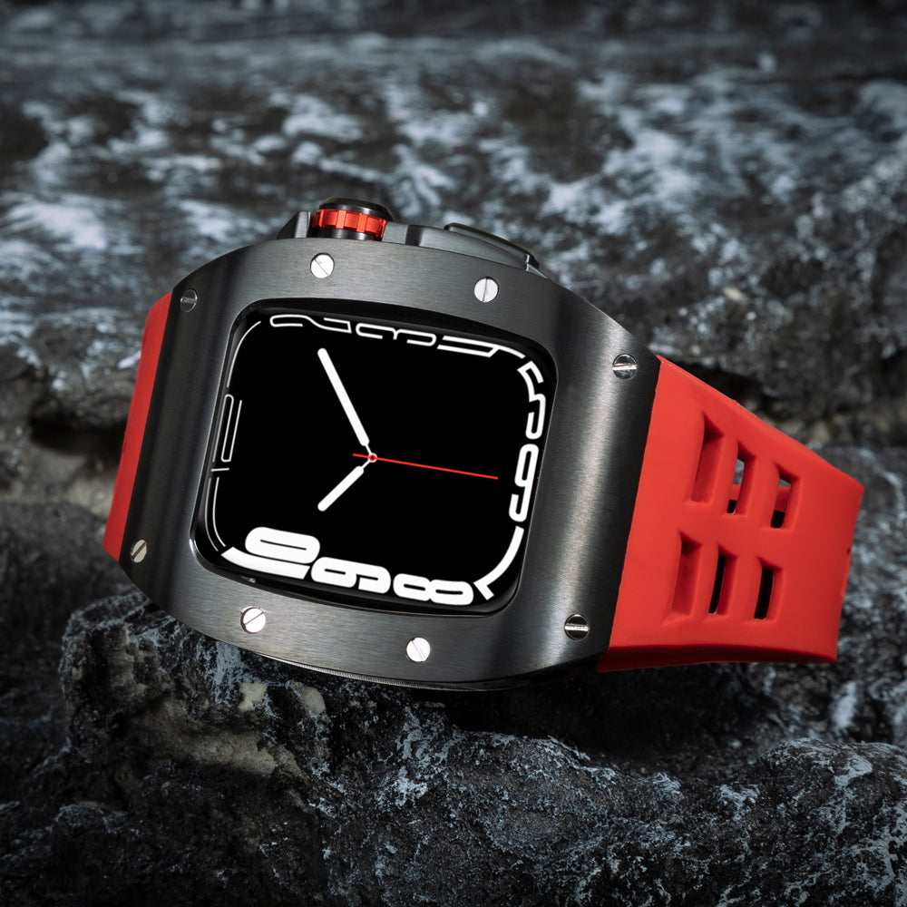 Apple Watch 45MM 0013 Rose Gold Accent Case with Black Strap