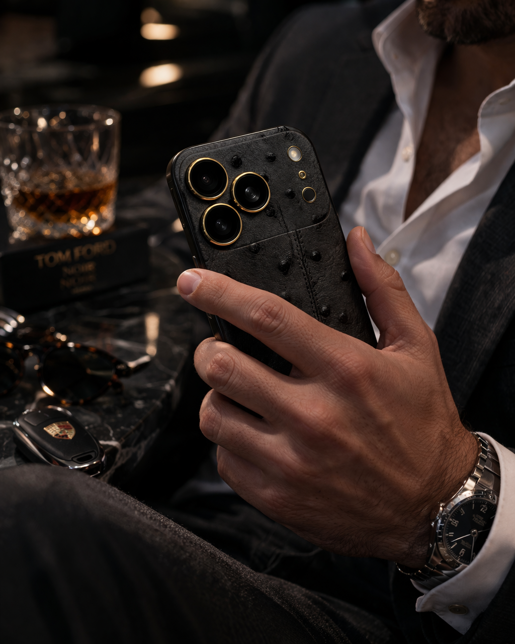 IPHONE 17 PRO OSTRICH BLACK LEATHER EDITION