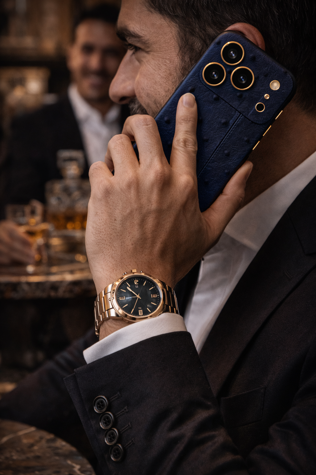 IPHONE 17 PRO MAX OSTRICH NAVY LEATHER EDITION