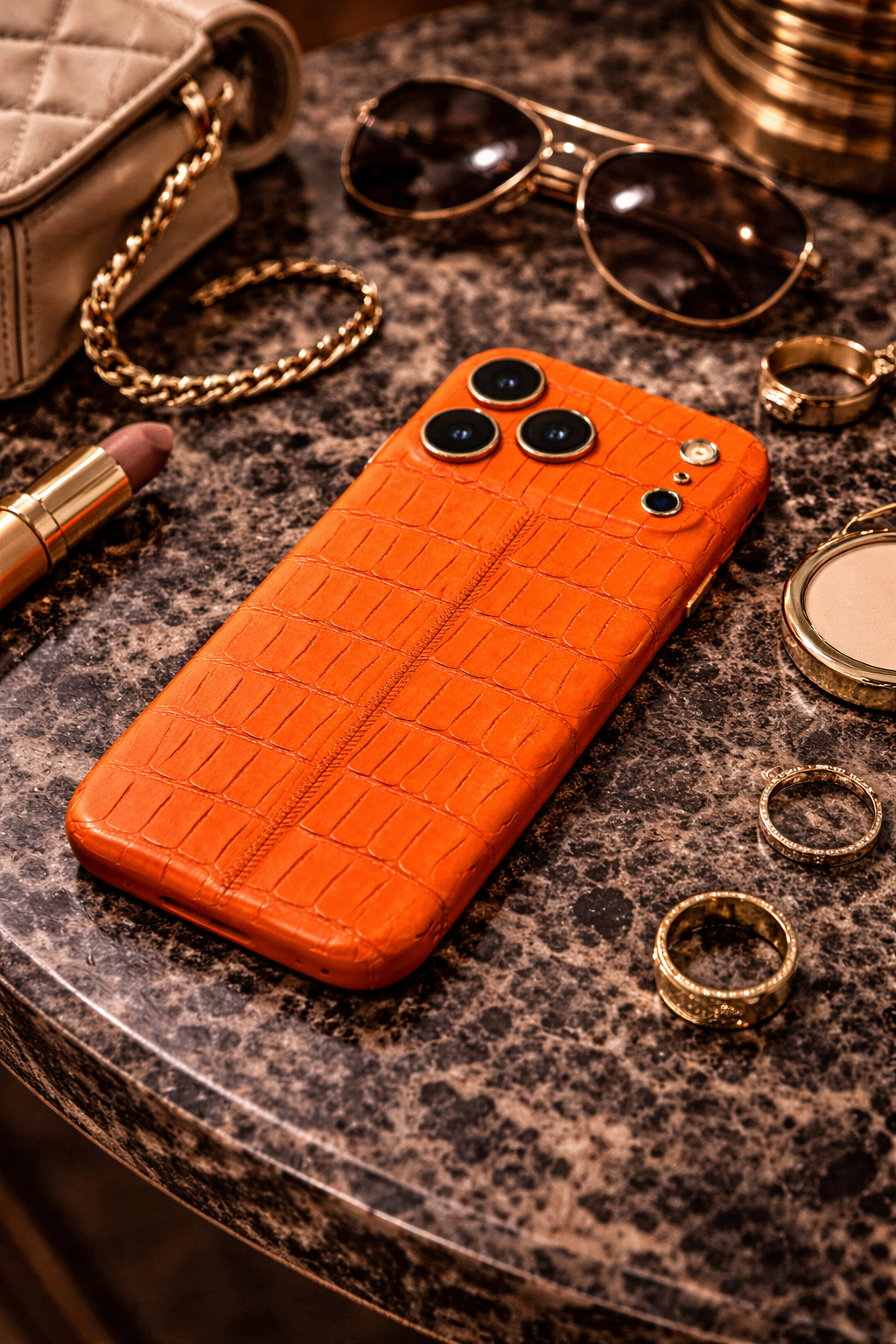IPHONE 17 PRO MAX ALLIGATOR ORANGE LEATHER EDITION