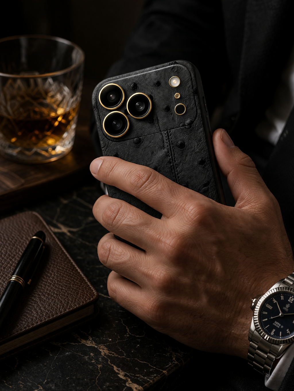 IPHONE 17 PRO MAX OSTRICH BLACK LEATHER EDITION