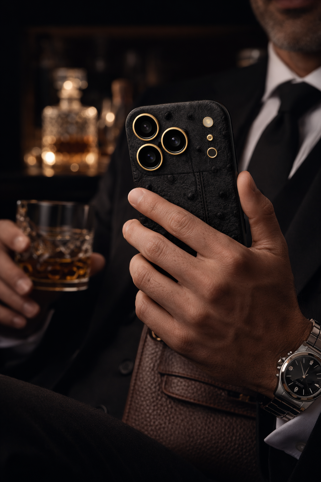 IPHONE 17 PRO MAX OSTRICH BLACK LEATHER EDITION