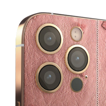 IPHONE 16 PRO MAX PINK LEATHER OSTRICH 24K GOLD