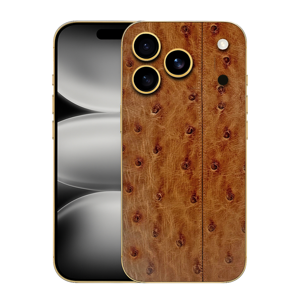 IPHONE 17 PRO MAX 24K GOLD OSTRICH BROWN LEATHER EDITION