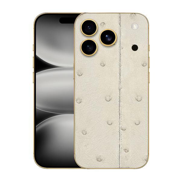 IPHONE 17 PRO MAX 24K GOLD OSTRICH IVORY LEATHER EDITION