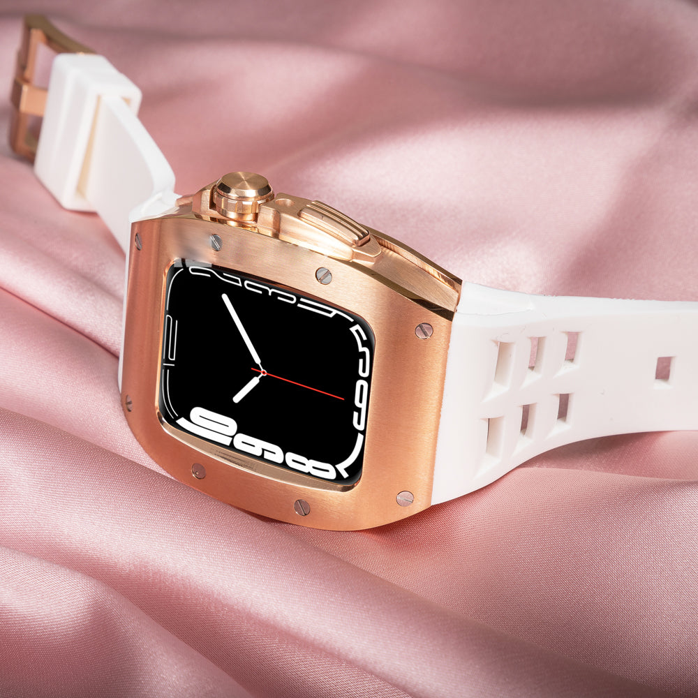 Apple Watch 45MM 0013 Rose Gold Accent Case with Black Strap