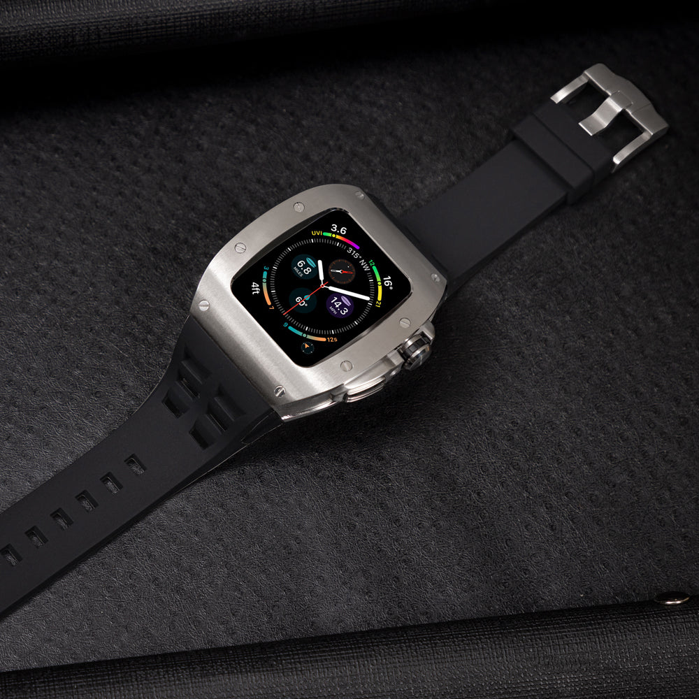 Apple Watch 45MM 0013 Rose Gold Accent Case with Black Strap