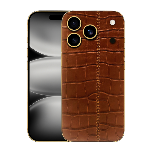 IPHONE 17 PRO MAX 24K GOLD WITH ALLIGATOR TRUFFLE LEATHER EDITION