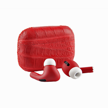 Alligator Red | Customised Hand Painted  Red Leather Luxury Airpods