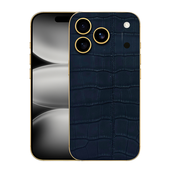 IPHONE 17 PRO MAX 24K GOLD WITH ALLIGATOR BLACK LEATHER EDITION