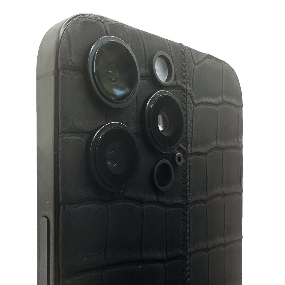 iPhone 16 Pro Max - Black+ Slate  Leather Alligator
