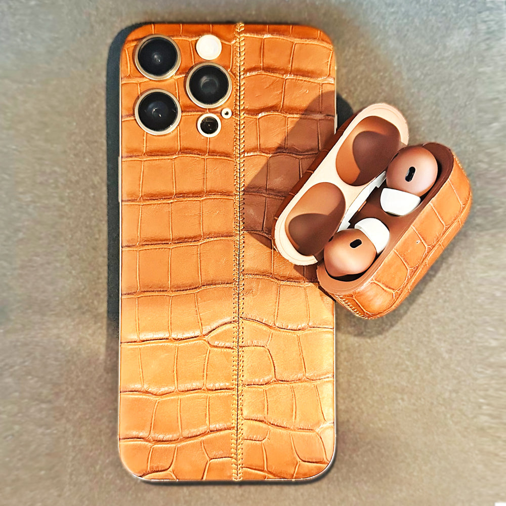 iPhone 16 Pro Max - Desert + Truffle Leather Alligator
