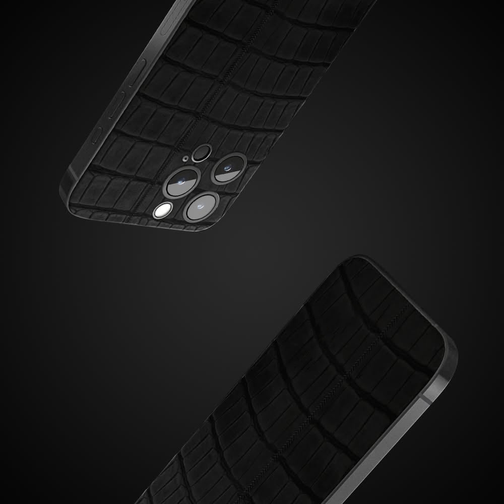 iPhone 16 Pro Max - Black+ Slate  Leather Alligator