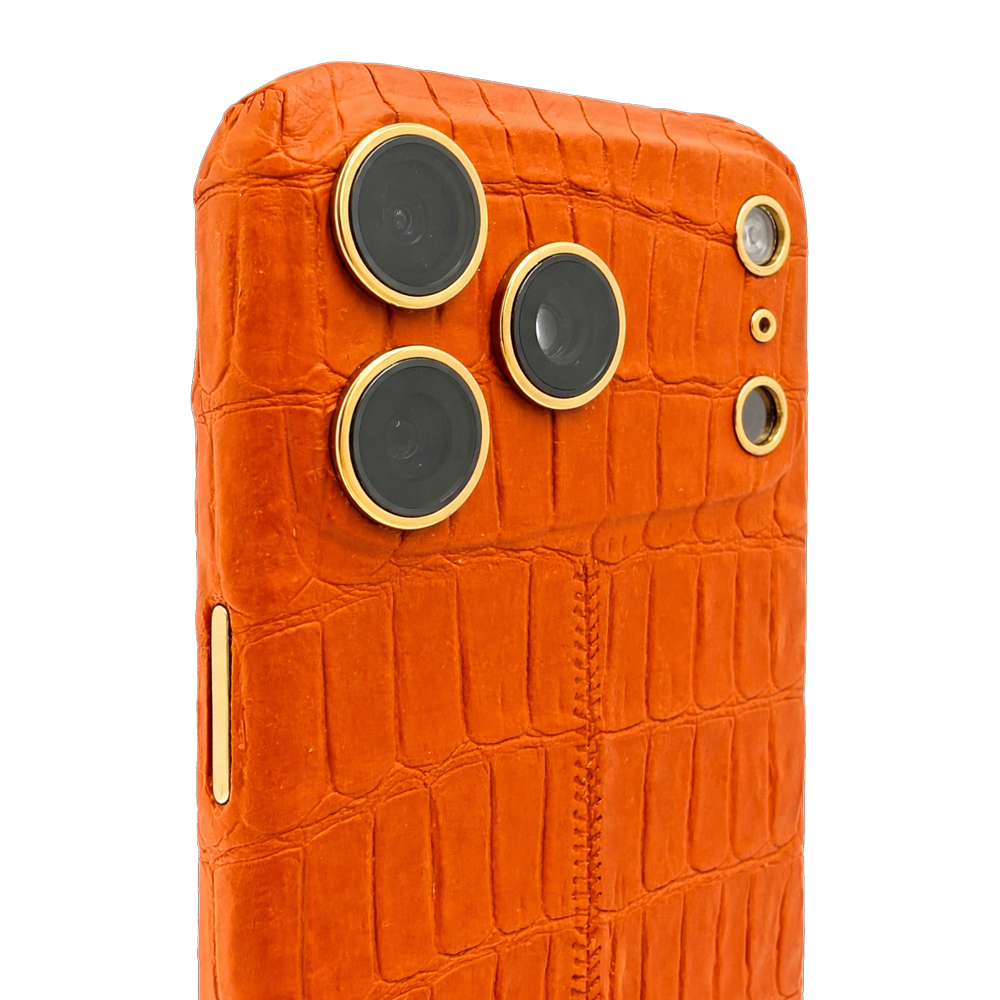 IPHONE 17 PRO MAX ALLIGATOR ORANGE LEATHER EDITION