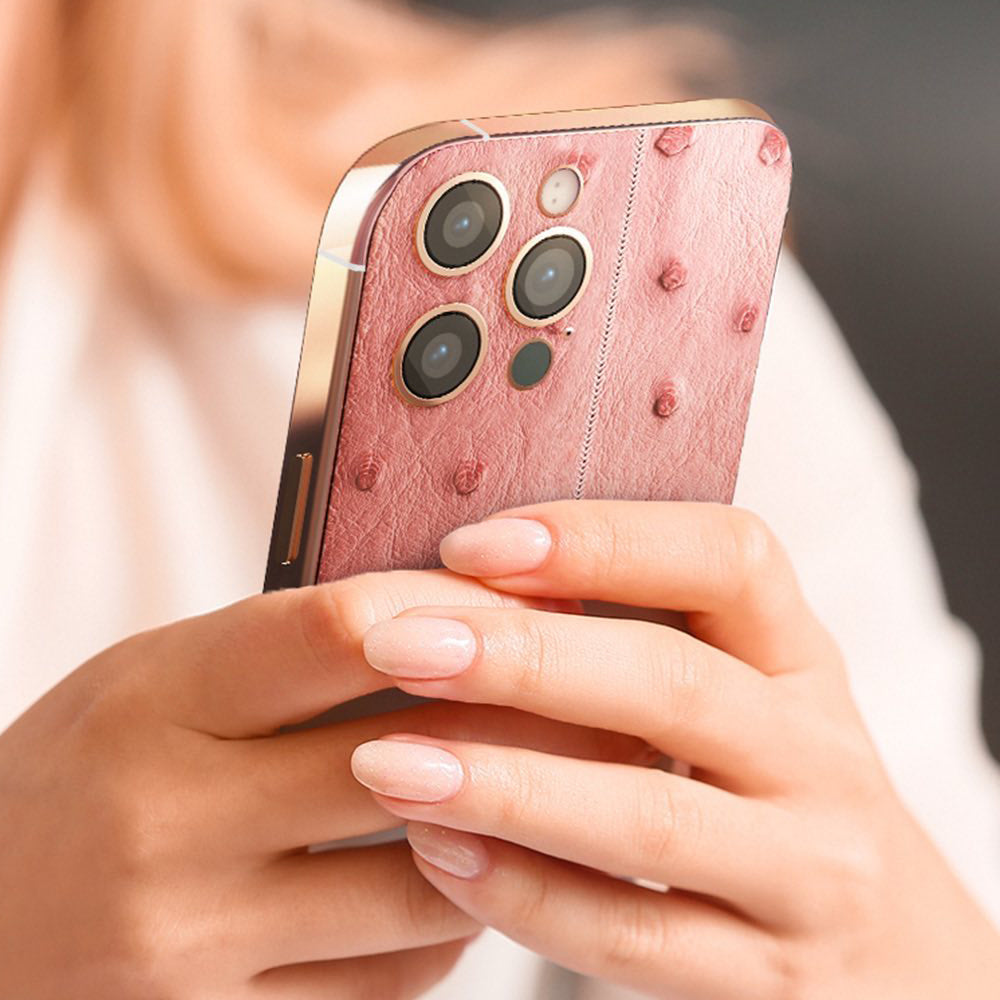 iPhone 16 Pro Max - Desert + Pink Leather Ostrich