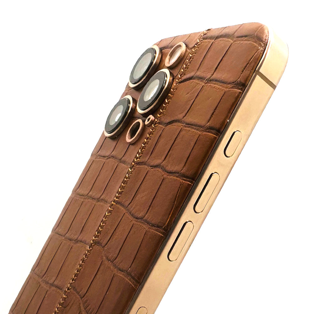 iPhone 16 Pro Max - Desert + Truffle Leather Alligator
