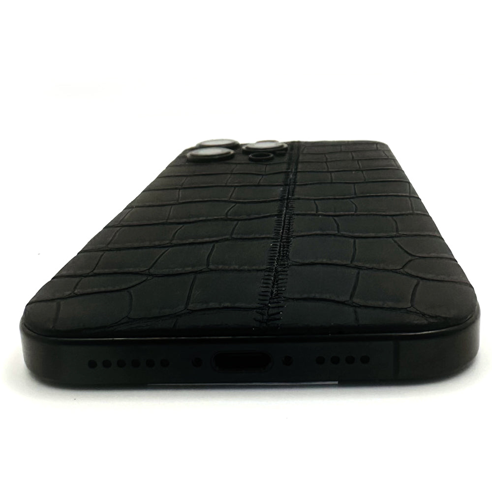 iPhone 16 Pro Max - Black+ Slate  Leather Alligator