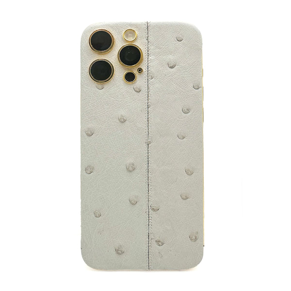 iPhone 16 Pro Max - 24K GOLD + Ivory Leather Ostrich