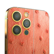 iPhone 16 Pro Max - Orange Leather Ostrich 24K Gold