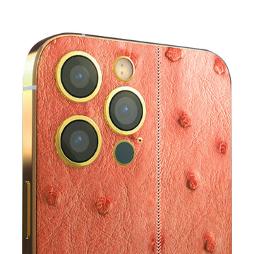 IPHONE 16 PRO MAX ORANGE LEATHER OSTRICH 24K GOLD