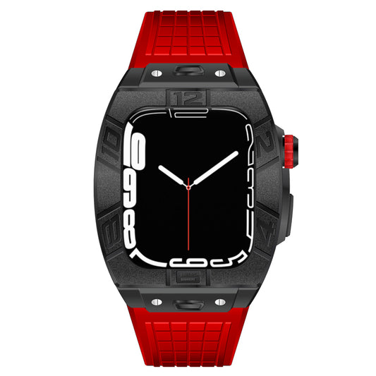 45MM 0013 BLACK CASE W/ RED STRAP