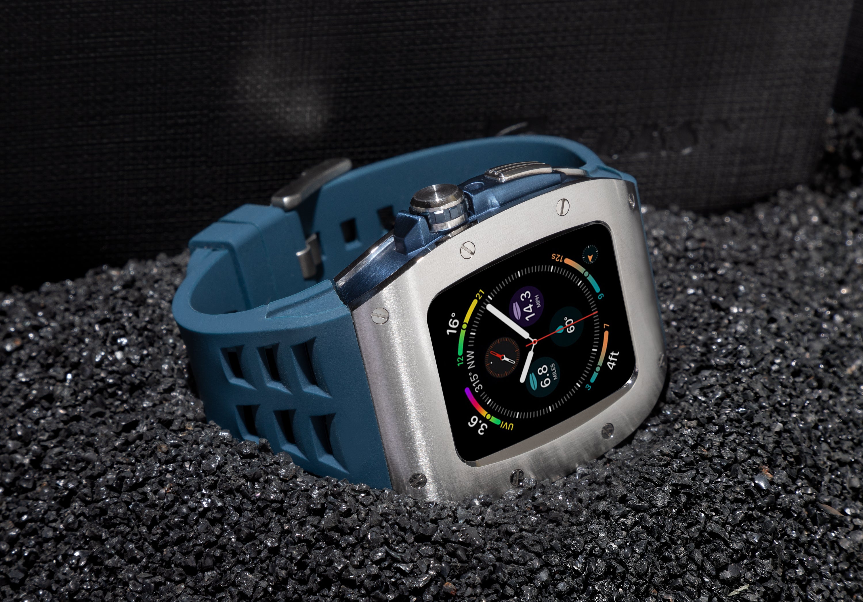 Apple Watch 45MM 0012 Silver Case with Blue Strap