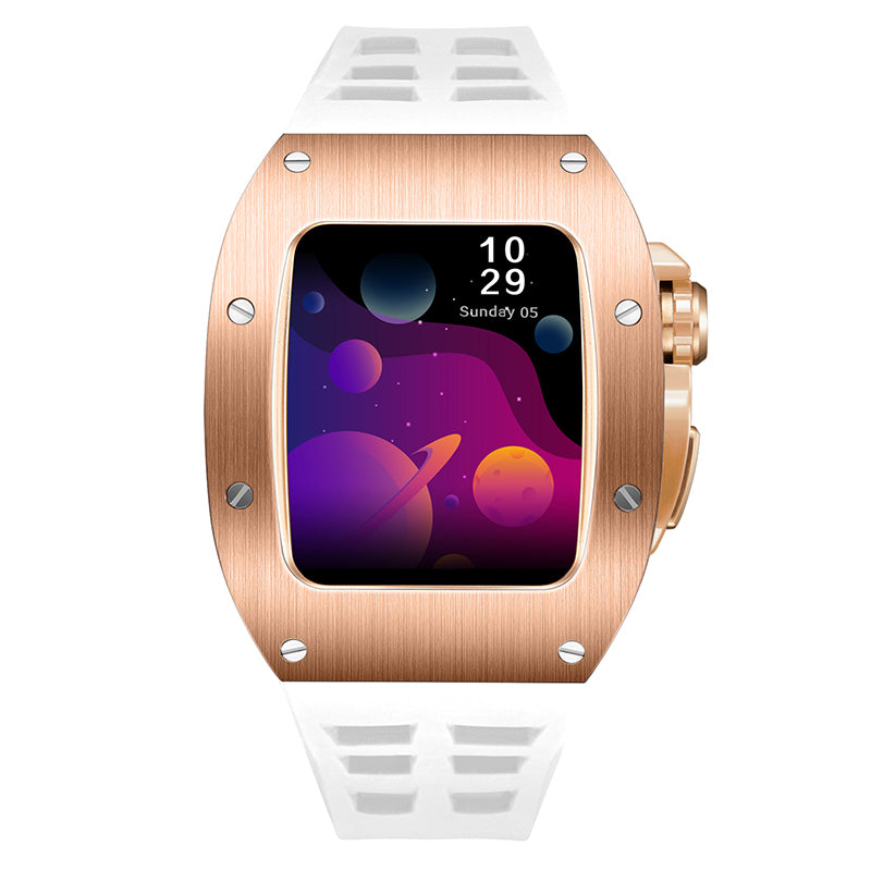 Apple Watch 45MM 0012 Rose Gold Case with White Strap