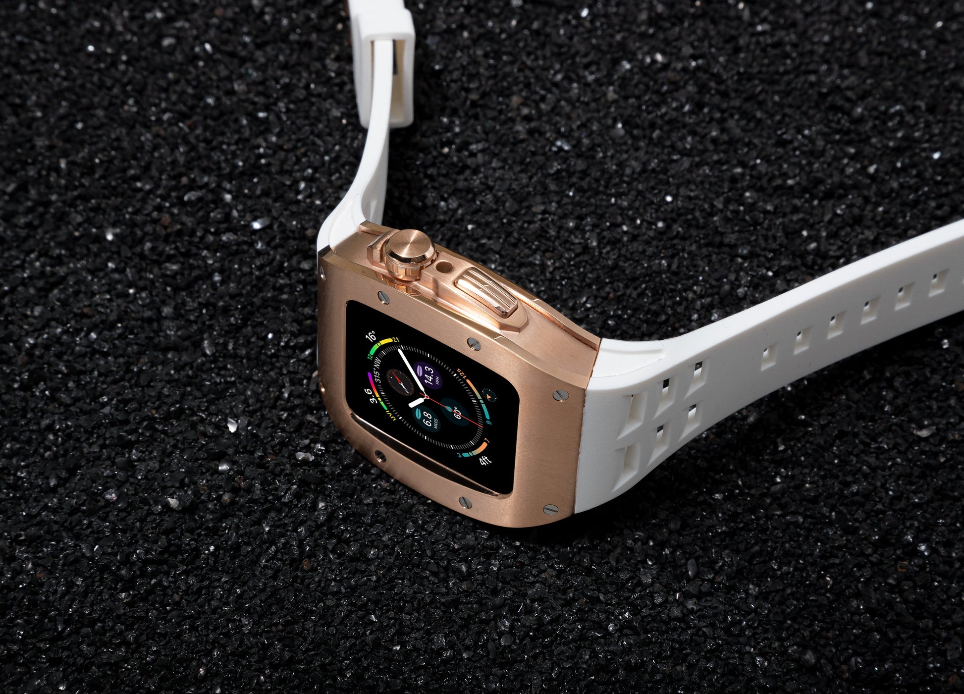 Apple Watch 45MM 0012 Rose Gold Case with White Strap