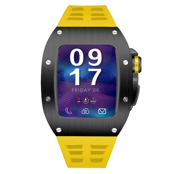 Apple Watch 45MM 0012 Black Case with Yellow Strap